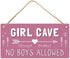 Girl Cave Sign, Teen Girls Room Decor, 12 * 6 Wall Hanging Decoration, Girls Only No Boys Allowed Except Daddy for Little Girls Bedroom...
