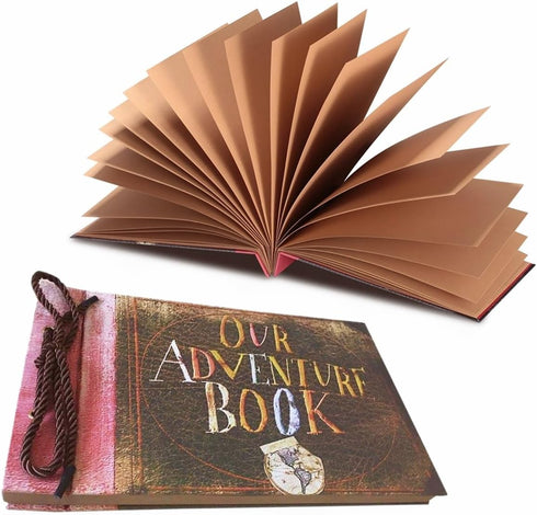 Our Adventure Book Diary Photo Scrapbook, Color cover, Retro Style Travel Souvenir Inspired by 'Up', Ideal for Photos, Gift for Couples Anniversar...