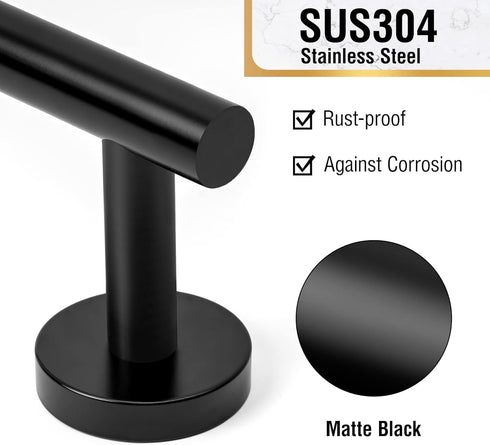 HITSLAM Matte Black 19.8 Inch Towel Bar for Bathroom, SUS304 Stainless Steel Bathroom Towel Rack Wall Mounted, Modern Home Decor Bath Towel Holder...