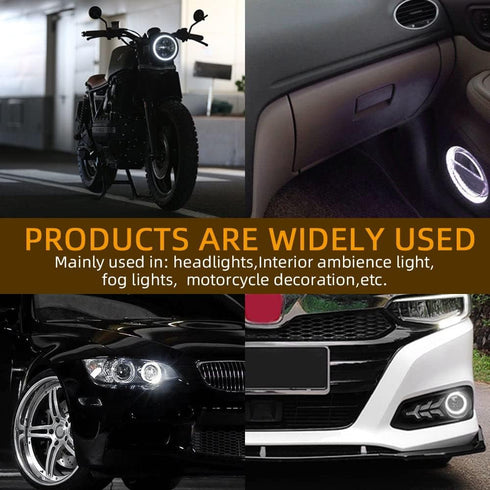 Qasim 1-Pair 120MM White+Amber Switchback 144SMD 4014 LED Halo Ring Angel Eyes Fog Warning Lights 12V...