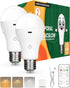 Neporal MagicGlow Rechargeable Light Bulbs with Remote, 3-Color Shift 1800K-4000K-6000K, Dimmable, USB Rechargeable Battery Operated Light Bulb Up...