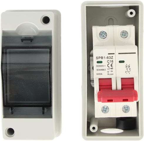 Miniature Circuit Breaker for Solar Panels Outdoor Waterproof Solar Disconnect Switch with IP65 Rating DIN Rail Enclosure and RV Breaker Box for D...