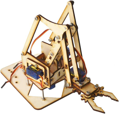 ViaGasaFamido Robot Arm Kit, 4DOF Wood Robotic Arm Lightweight DIY Mechanical Arm sg90 Servo, Assembled for SNAM1500...