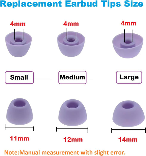 Purple Earbud Tips 6 Pairs S/M/L Earbud Covers Rubber Replacement Earbud Tips Ear Bud Replacement Pieces Silicone Compatible with Samsung Galaxy B...