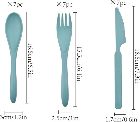 Forks Spoons Knife Set, 21 Pieces Wheat Straw Cutlery Set, Reusable Utensil Set for 7, Unbreakable and Lightweight Utensils for Party, Travel, Wor...