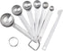 Upgrade Stainless Steel Measuring Spoons Set, Small Tablespoon, Teaspoons, Set 6 with Bonus Leveler, Etched Markings and Removable Clasp for Dry a...