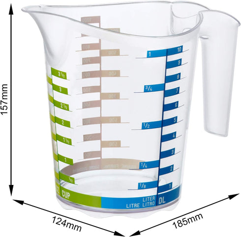 Domino, Measuring cup 1 l, Plastic (PP) BPA-free, transparent, 1l (18,5 x 12,4 x 15,7 cm)...
