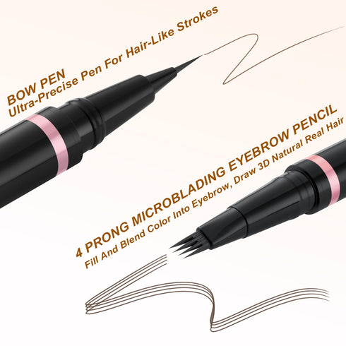 Eyebrow Pencil Makeup Kit, with Waterproof 2-IN-1 Microblading Eyebrow Pen, Eyebrow Pomade, Eyeliner and Dual-ended Eyebrow Brush, Brow Pencil Kit...