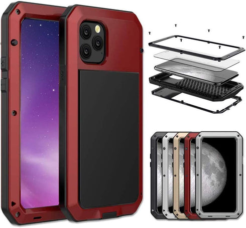 Marrkey for iPhone 11 Case, 360 Full Body Protective Cover Heavy Duty Shockproof Tough Armour Aluminum Alloy Metal Case with Silicone Built-in Scr...