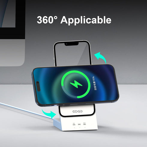3-in-1 Wireless Charger for MagSafe Charger Stand - 45W USB-C Fast Charging - Wireless Charging Station - for iPhone 14/13/12/Pro/Max/plus and Gal...