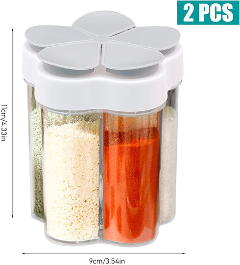 2 PCS Travel Spice Containers, 5 in 1 Camping Seasoning Jars, Clear Plastic Condiment Bottle for Camper, Hiking, BBQ, Picnic...