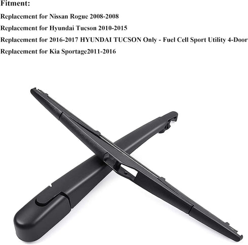 Rear Windshield Wiper Arm & Wiper Blade Set for Nissan Rogue 2008-2008,Hyundai Tucson 2010-2015 & Kia Sportage 2011-2015 Replacement OEM Number 98...