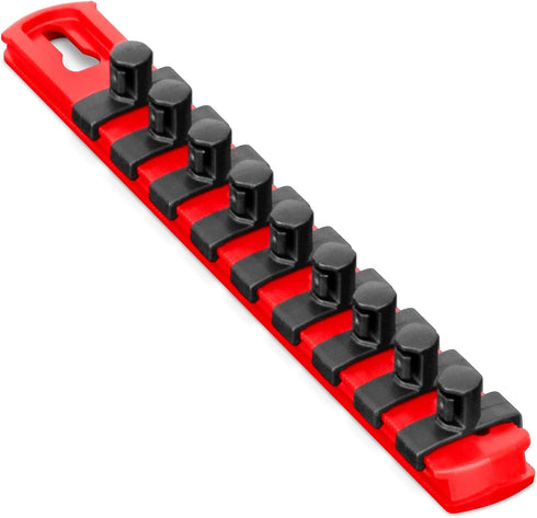 Ernst Manufacturing 8-Inch Magnetic Socket Organizer with 9 3/8-Inch Twist Lock Clips, Red (8411M-Red-3/8)...