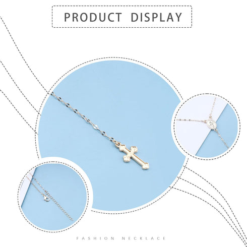 Bohemia Cross Lariat Necklace Chain Cross Long Y Drop Necklace Chain Gold Virgin Mary Pendant Necklace Faith Cross Y Necklace Chain Jewelry for Wo...