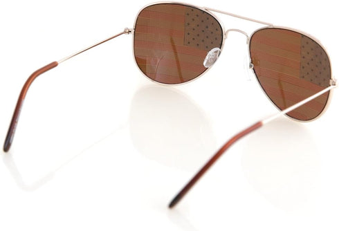 Aviator USA America American Flag Sunglasses - Great Accesory for 4th of July (Gold, Multi)...