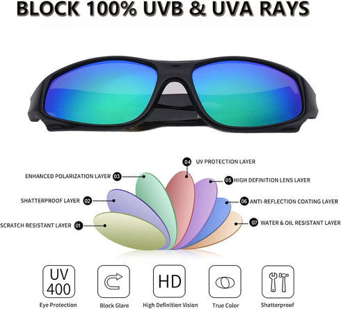 Kids Sunglasses Boys Girls Sports Polarized Sunglasses for kids Child Youth Baseball Beach Sun Glass with Strap...