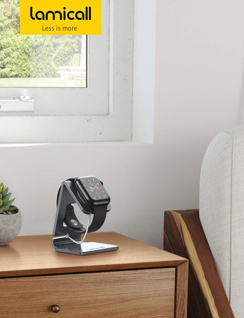 Lamicall Stand Suit for Apple Watch, Charging Stand : Desk Watch Stand Holder Charging Dock Station Compatible with Apple Watch Series 7/SE 45mm 4...