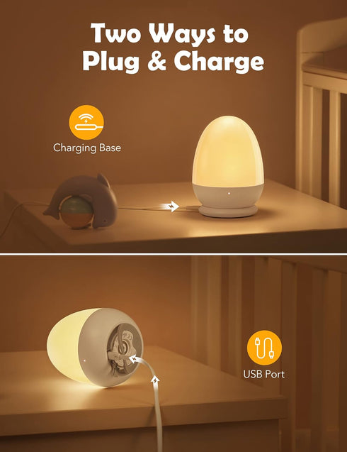 JolyWell Baby Night Light for Kid, Portable Egg Nightlight with Stable Charging Pad, Touch Nursery Night Lamp for Breastfeeding, Toddler Night Lig...