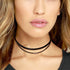 Boho Layered Leather Rope Necklace Choker Black Leather Cord Choker Necklace Gothic Leather Suede Necklace Chain Short Black Collar Necklace Jewel...