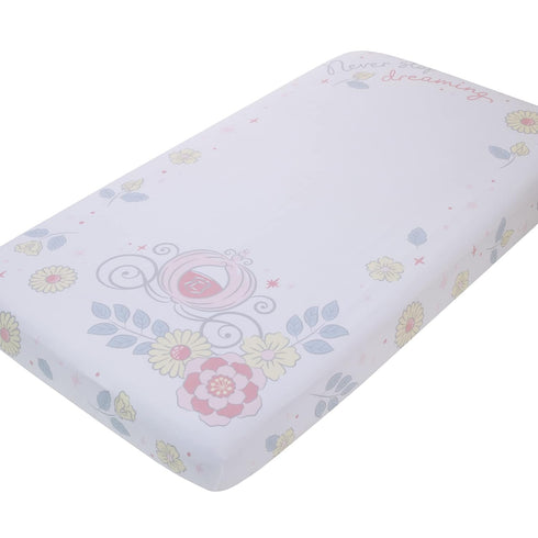 Disney Sweet Princess Light Blue, Pink, and White Enchanted 100% Cotton Photo Op Fitted Crib Sheet...