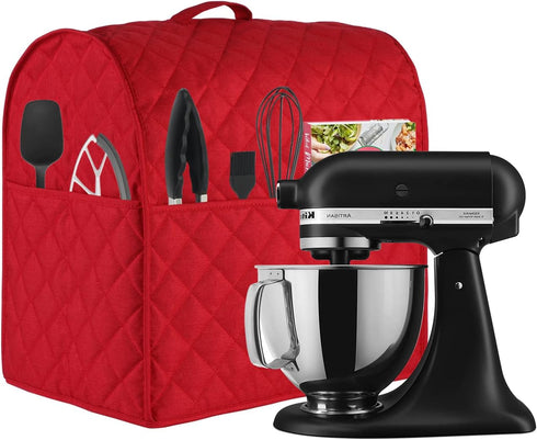 Stand Mixer Cover compatible with Kitchenaid Mixer, Fits All Tilt Head & Bowl Lift Models with 3 Organizer Bag for Accessories. (Red, For Bowl Lif...