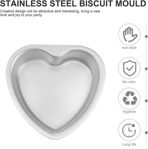 Luxshiny Heart Cake Pan 5pcs 4 Inch Mini Cake Pans Heart Shaped Cake Baking Moulds Aluminium Cake Tin Cheesecake Pan Bakeware for Wedding Birthday...