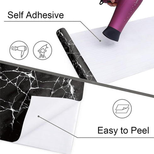 Marble Contact Paper,Wallpaper Peel and Stick Kitchen,Marble Wallpaper Vinyl Contact Paper for Cabinets Countertops Wall Covering 17.7''x196.9'' B...