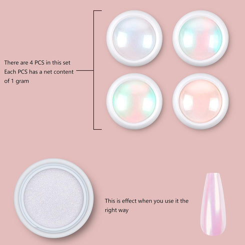 Artdone Chrome Nail Powder Metallic Mirror Glitter Effect Pigment Iridescent Aurora Mermaid Pearl Dust Kit for Gel Polish Nail Art Decoration, Res...