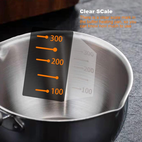 Butter Warmer Pot?Inside with clear scale Small Saucepan with Heat Resistand Wooden Handle and Dual Pour Spout Stainless Steel Small Milk Saucepan...