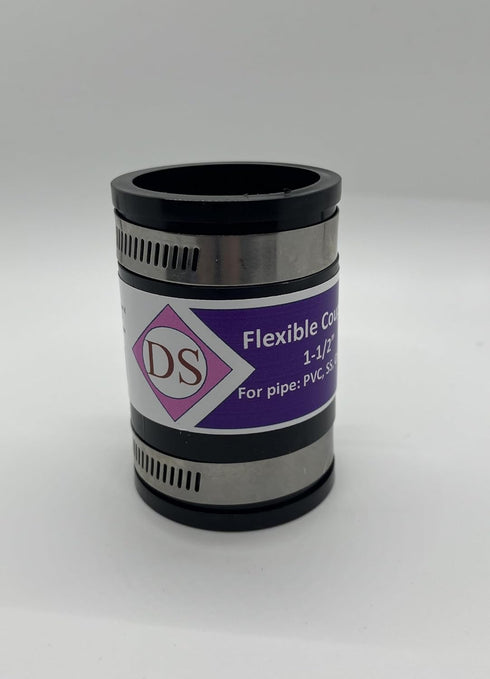 Flexible PVC Coupling With Stainless Steel Clamps 1-1/2", Black...