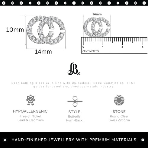 Double C Earrings for Women | Designer Earrings Chic Letter Design Earrings | Lovely Gift - ER-1005-Silver...