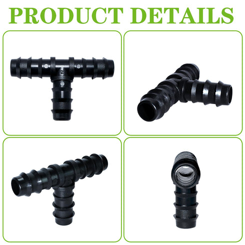 16PCS Drip Irrigation Barbed Tee Fitting Kits for 3/4 Inch Tubing 20MM OD .79" ID Barbed Tee Connectors Drip Line Connector Drip Hose Connector Dr...