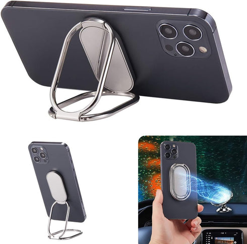 Phone Ring Holder Finger Kickstand Foldable Cellphone Back Stand 360° Rotation Metal Ring Grip Holder for Magnetic Car Mount Compatible with iPhon...