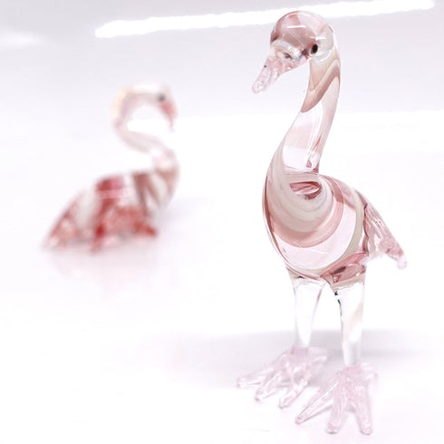 Flamingo Miniature Figurines Animals Hand Painted Blown Glass Art Bird Collectible Gift Decorate (2 Red White)...