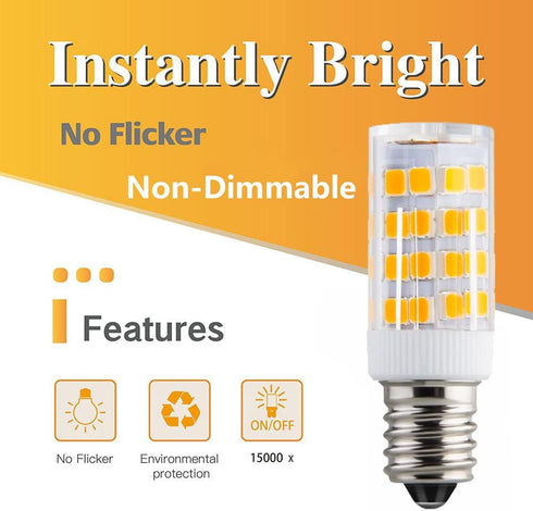 KAKEMONO E12 LED Candelabra Light Bulbs 4W Replace E12 40 Watt Halogen Equivalent,Warm White 2700K C7 T4 120V Small Base E12 for Ceiling Fan Chand...