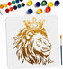 Crown Lion King Stencil 11.8×11.8inch Large Majestic Lion Head Stencil with Paint Brush Royal African Wild Animal King Template for Wood Walls Can...