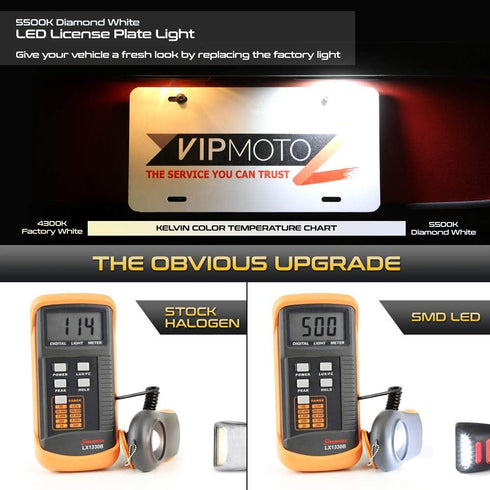VIPMOTOZ Red OLED Neon Tube Pure White LED License Plate Light Tag Lamp Assembly Replacement For Cadillac Escalade Chevy Silverado Tahoe Suburban ...