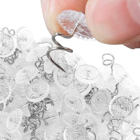 Fabric Twisty Pins with Clear Heads for Upholstery, Bedskirts, Slip Covers, and Other Materials - Sewing Supplies Essential - 100 Pack...