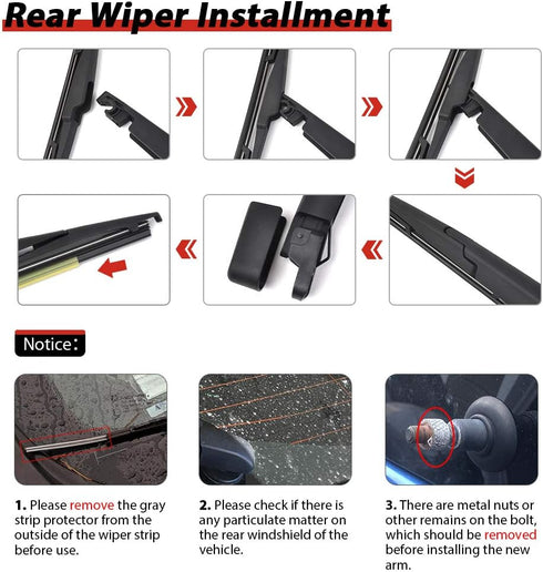Rear Windshield Wiper Arm Blade Set for Hyundai Santa Fe 2013-2017...