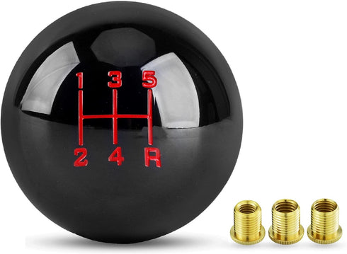 5 Speed Car Racing Gear Shift Shifter knob, Resin Polished Round Ball Shift Knob with 3 Adapters Compatible with Manual Car(Mini Black 5)...