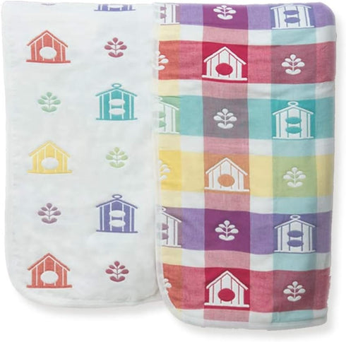 2-Layer Muslin Jacquard Cotton Swaddle Blanket, Unisex Receiving Swaddle Wrap, Privacy Throw, Soft 100% Cotton 80 x 100 cm, Sweet Home...