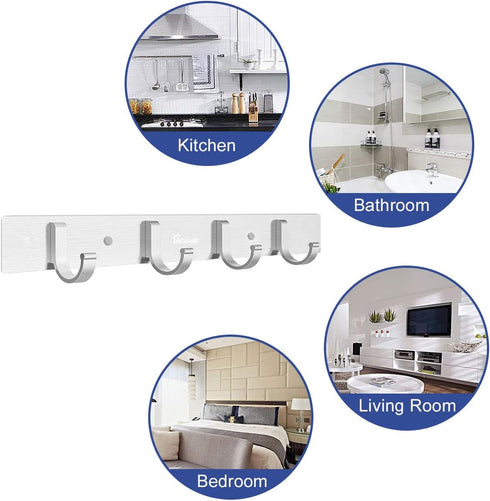 Wall Mount Coat Hook, 4 Hooks Aluminum Alloy Coat Hangers Rack Robe Hat Clothes Hook Wall Coat Rack Hooks Silver...