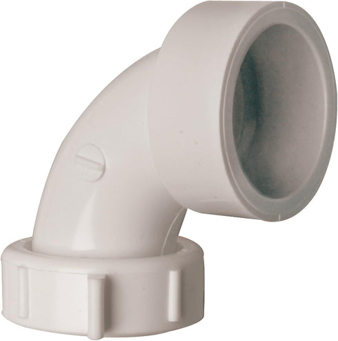 Plumb Pak PP55-11 Sink Drain Pipe Elbow with, 90 Deg, 1-1/2 in, Plastic, 1-1/2", White...