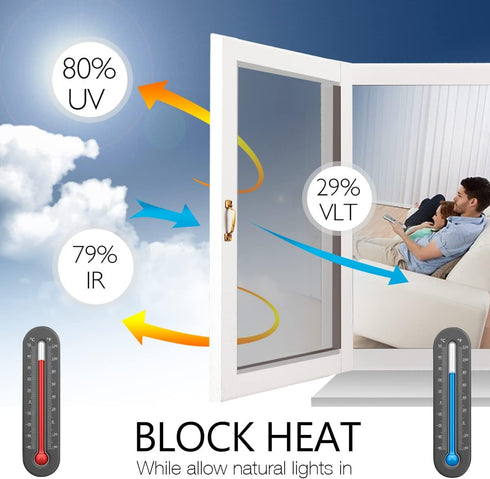 STATINT Privacy Window Film One Way Mirror Glass Tint Heat Control Sun UV Blocking Sliding Door Tinting Reflective Static Cling for Home, Black-Si...
