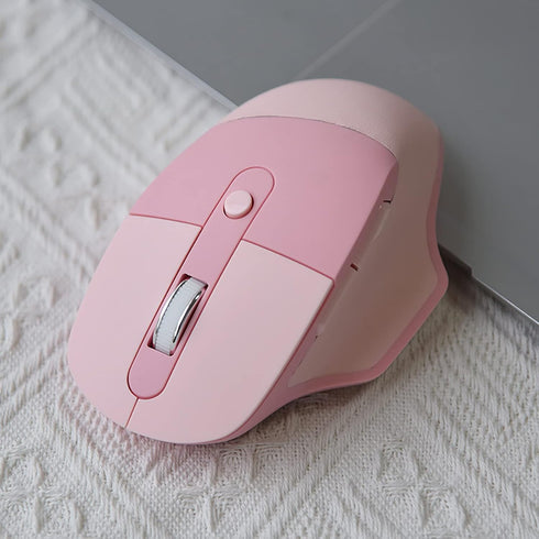 Ergonomic 2.4G & Bluetooth Dual Mode Wireless Mouse with PU Cover, Soundless Keys, Candy Colors, Compatible with Notebook, PC, Tablet, Smartphone ...