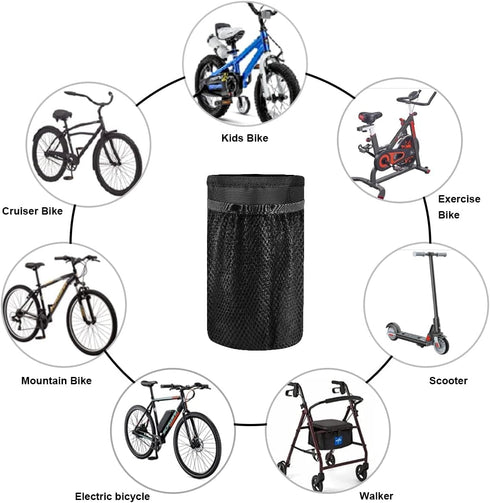 Caudblor Bike Water Bottle Holder Bag for Kid Adult, Insulated Bicycle Coffee Cup Holders with Phone Storage, Black Handlebar Drink/Beverage Conta...