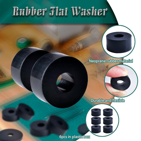 Multi Purpose Rubber Spacer 1 Inch OD x 3/8 Inch ID x 1/2 Inch Thickness, Rubber Washers 6pcs Anti Vibration Black Rubber Bushings Spacers for Scr...