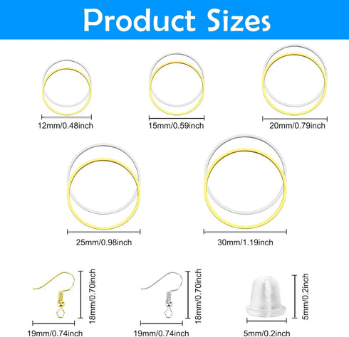 520Pcs Earring Hoops for Jewelry Making,with 120Pcs Round Beading Hoops Earring Findings Hoop Earrings and 200Pcs Earring Hooks,200Pcs Earring Bac...