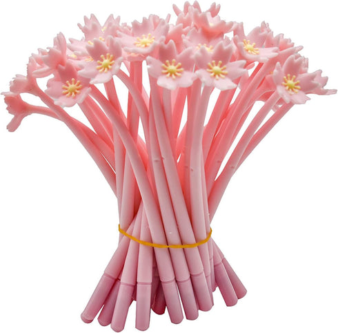 Maydahui 35PCS Cherry Blossom Gel Pen Romantic Flower Pen Soft Silicone Black Ink for Girls Party School Students...