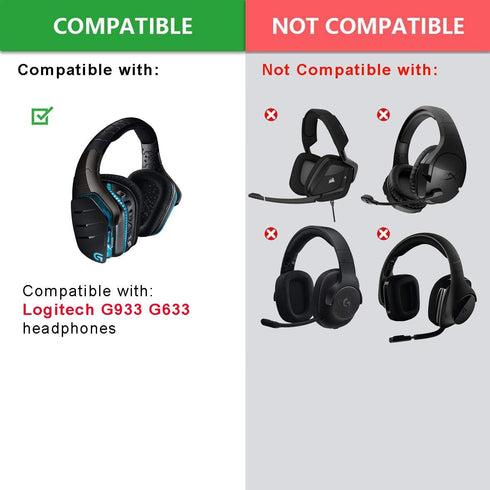 G933 G935 Ear pads - defean Replacement Ear Cushion Earpads and headband Compatible with Logitech G933 G935 G633 / g 933 g 935 g 633 Artemis headp...